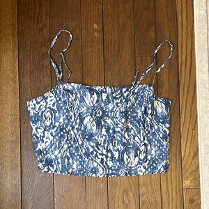 Abercrombie & Fitch Blue and White Cropped Tank